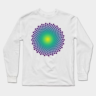 Dot Mandala | Dark Peacock Yellow Green Blue Long Sleeve T-Shirt